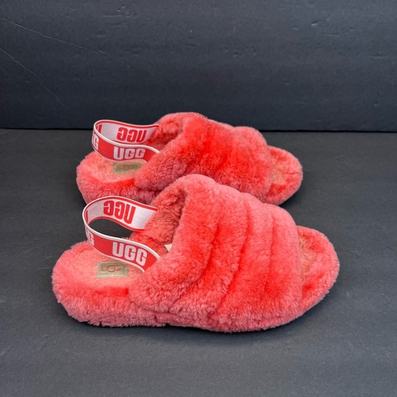 UGG Womens Size 9 Fluff Yeah Slide Slipper 1110085 Red - Picture 1 of 7